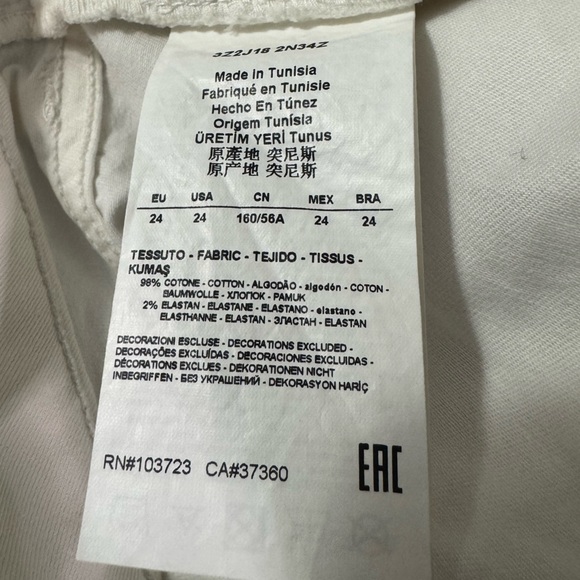 Emporio Armani J18 Straight Leg Slim Fit White Women’s Jeans Size 24 - Picture 11 of 12